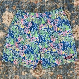Vineyard Vines Tropical Leaves Chappy Swim Trunks